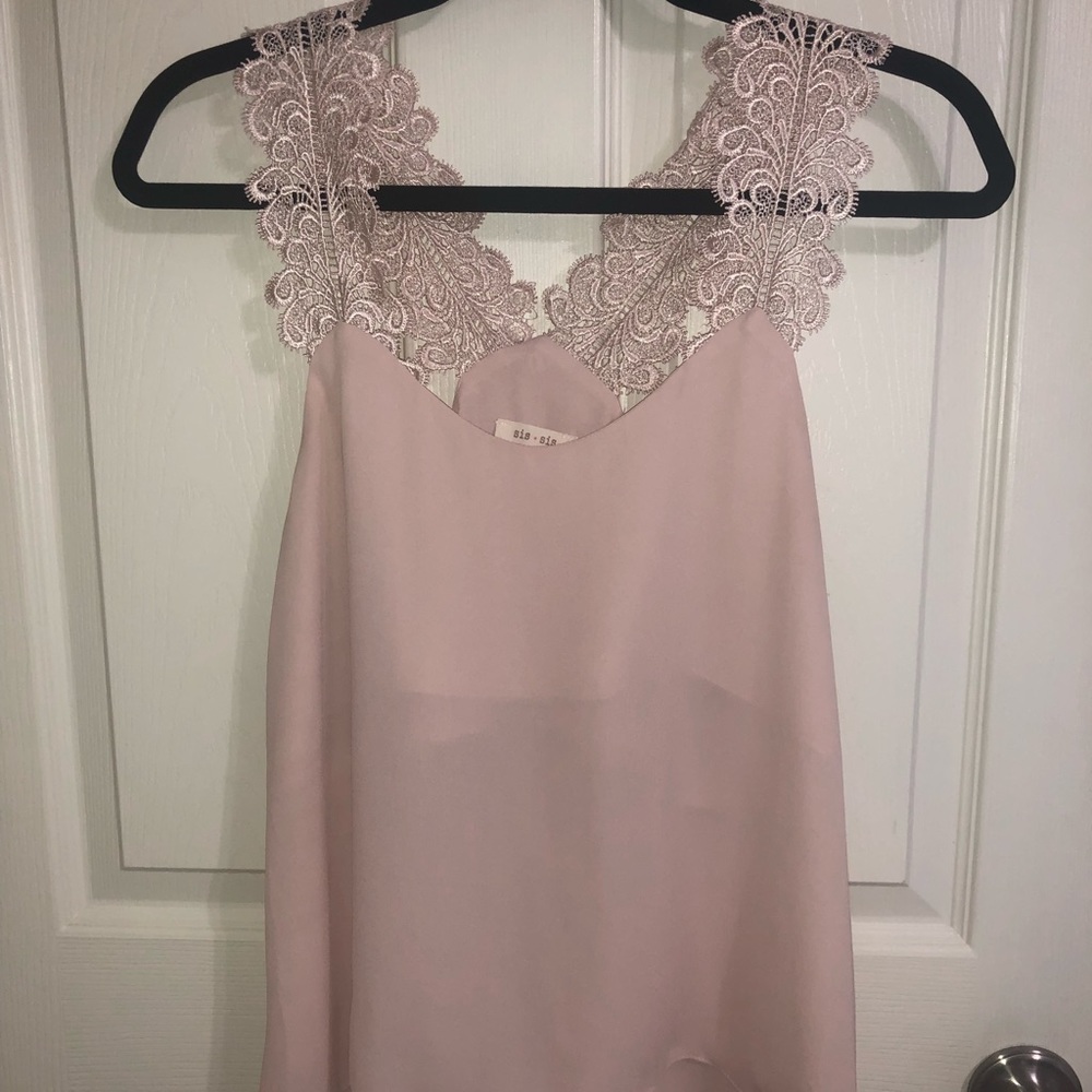 Lace Detail Chiffon Inspired Tank Top
